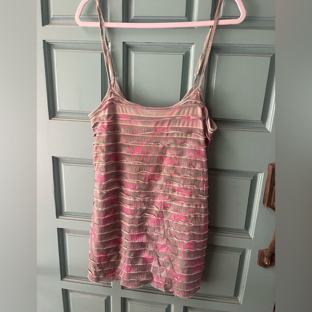Free People Gray and Pink Top